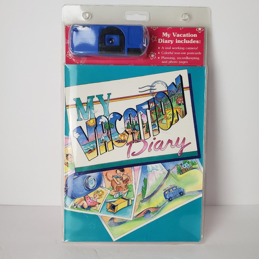 Vintage My Vacation Diary Children's Book Travel Book and Camera